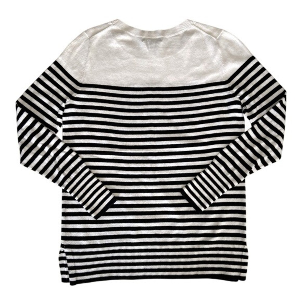 Gap Womens Black White Striped Cotton Crewneck Sweater Size XS Long Sleeve - Picture 2 of 4